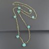 Collana A Nodo Orafo Dorato Con Peridoto E Calcedonio