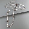 Collana A Nodo Orafo Rosato Con Labradorite Bianca E Quarzo Fume