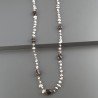 Collana A Nodo Orafo Rosato Con Labradorite Bianca E Quarzo Fume