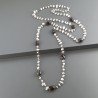 Collana A Nodo Orafo Rosato Con Labradorite Bianca E Quarzo Fume
