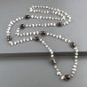 Collana A Nodo Orafo Rosato Con Labradorite Bianca E Quarzo Fume