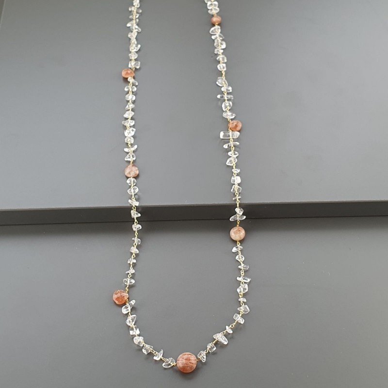 Collana A Nodo Orafo Dorato ConPietra Di Sole Naturale