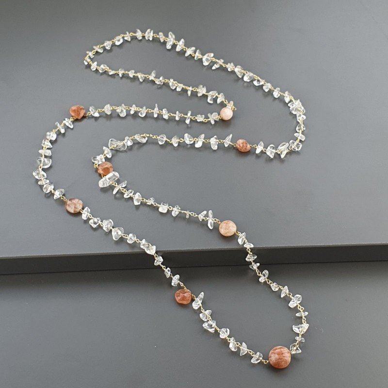Collana A Nodo Orafo Dorato ConPietra Di Sole Naturale