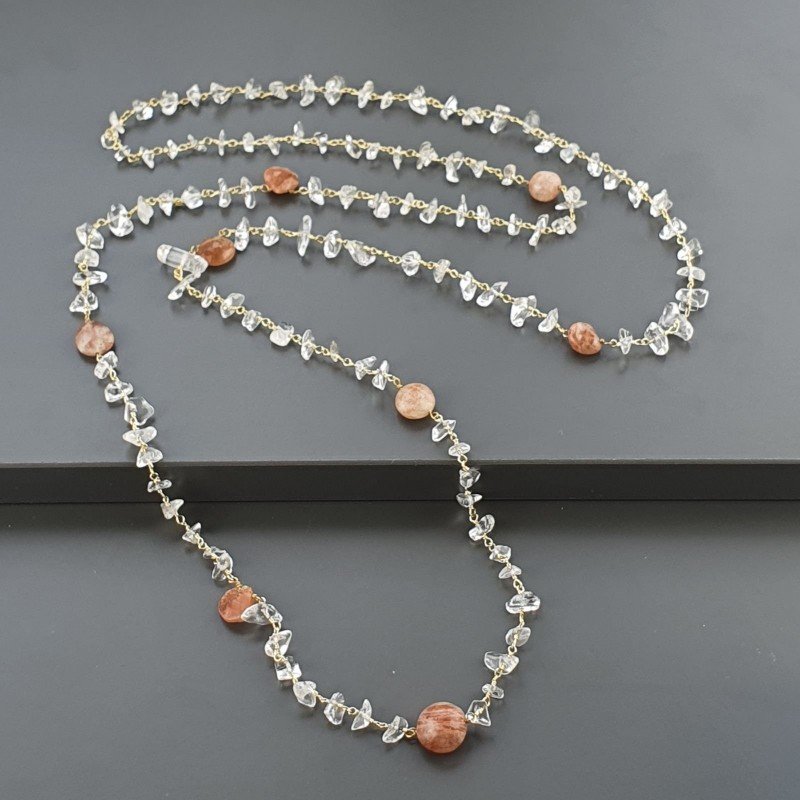 Collana A Nodo Orafo Dorato ConPietra Di Sole Naturale