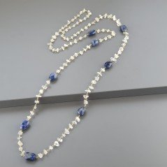 Collana A Nodo Orafo Dorato Con Pietra Di Luna (Adularia) E Sodalite