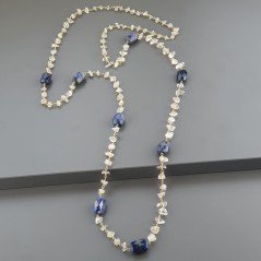 Collana A Nodo Orafo Dorato Con Pietra Di Luna (Adularia) E Sodalite