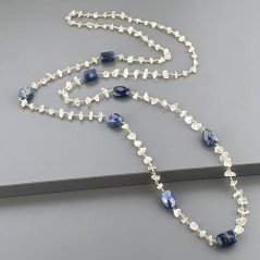 Collana A Nodo Orafo Dorato Con Pietra Di Luna (Adularia) E Sodalite
