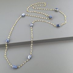 Collana A Nodo Orafo Rosato Con Peridoto E Sodalite