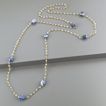 Collana A Nodo Orafo Rosato Con Peridoto E Sodalite