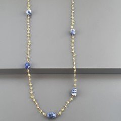 Collana A Nodo Orafo Rosato Con Peridoto E Sodalite