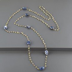Collana A Nodo Orafo Rosato Con Peridoto E Sodalite