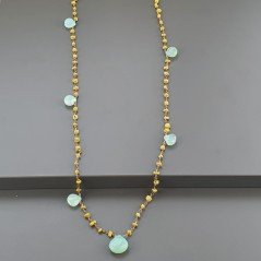 Collana A Nodo Orafo Rosato Con Agata Gialla E Calcedonio