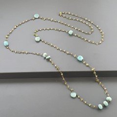 Collana A Nodo Orafo Rosato Con Peridoto E Amazonite