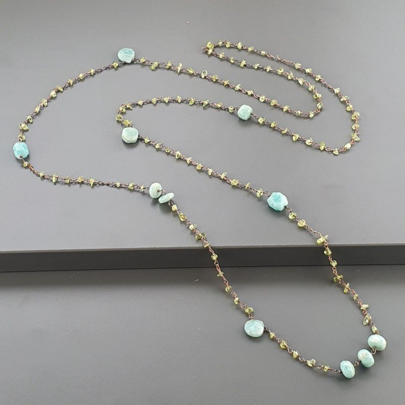 Collana A Nodo Orafo Rosato Con Peridoto E Amazonite Collana A Nodo Orafo Rosato Con Peridoto E Amazonite