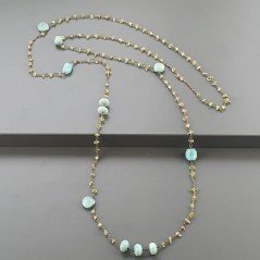 Collana A Nodo Orafo Rosato Con Peridoto E Amazonite