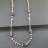Collana A Nodo Orafo Dorato Con Pietra Di Luna (Adularia) E Fluorite Viola