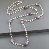 Collana A Nodo Orafo Dorato Con Pietra Di Luna (Adularia) E Fluorite Viola