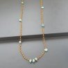 Collana A Nodo Orafo Dorato Con Cristallo Arancio E Amazonite