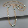 Collana A Nodo Orafo Dorato Con Cristallo Arancio E Amazonite