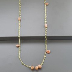 Collana A Nodo Orafo Dorato Con Peridoto E Pietra Di Luna Beige