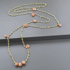 Collana A Nodo Orafo Dorato Con Peridoto E Pietra Di Luna Beige