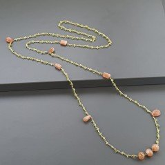 Collana A Nodo Orafo Dorato Con Peridoto E Pietra Di Luna Beige