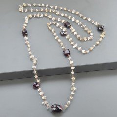 Collana A Nodo Orafo Rosato Con Quarzo Citrino E Granato