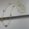 Collana A Nodo Orafo Rosato Con Cristallo Verde E Calcedonio Giallo Marrone