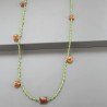 Collana A Nodo Orafo Rosato Con Cristallo Verde E Calcedonio Giallo Marrone