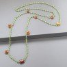 Collana A Nodo Orafo Rosato Con Cristallo Verde E Calcedonio Giallo Marrone