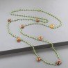 Collana A Nodo Orafo Rosato Con Cristallo Verde E Calcedonio Giallo Marrone