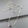Collana A Nodo Orafo Dorato Con Pietra Di Luna (Adularia),Ametista Africana E Ametista Idrotermale