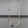 Collana A Nodo Orafo Dorato Con Pietra Di Luna (Adularia),Ametista Africana E Ametista Idrotermale