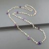 Collana A Nodo Orafo Dorato Con Pietra Di Luna (Adularia),Ametista Africana E Ametista Idrotermale