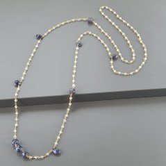 Collana A Nodo Orafo Dorato Con Cristallo E Iolite