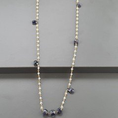 Collana A Nodo Orafo Dorato Con Cristallo E Iolite