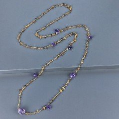 Collana A Nodo Orafo Dorato Con Occhio Di Tigre E Ametista Africana
