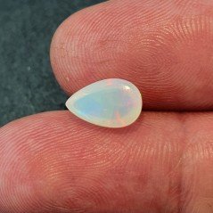 Opale Etiope 'Welo' Naturale Forma Goccia Piatto Cabochon Liscio Fatto a Mano 10x6x5mm 1,55 Carati 1pz