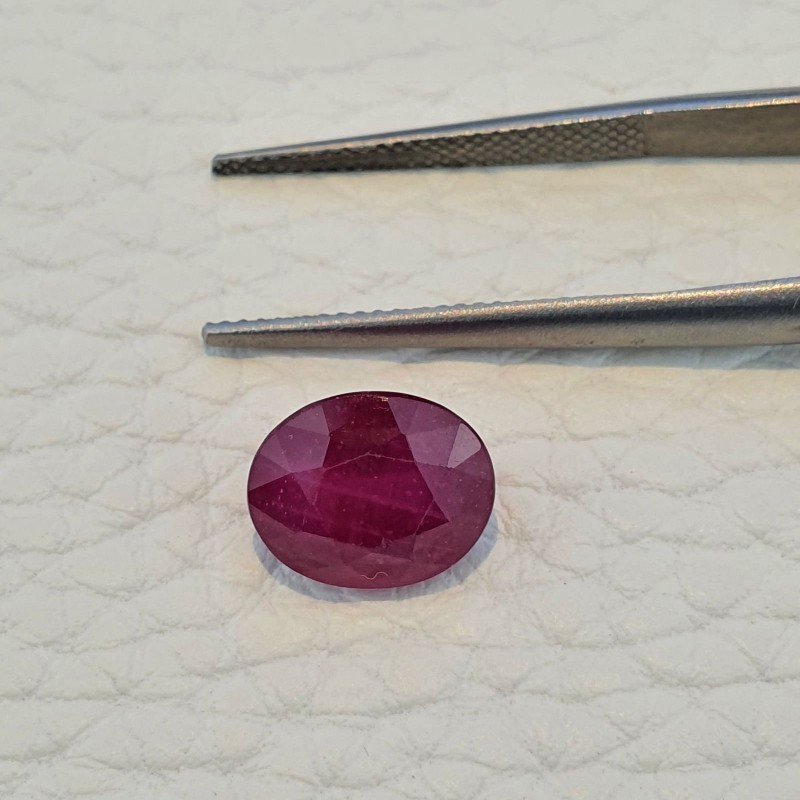Rubino Naturale Trattato Taglio Ovale Sfaccettata Fatto a Mano 09x10mm 4,40 Carati 1pz