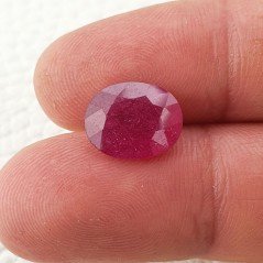 Rubino Naturale Trattato Taglio Ovale Sfaccettata Fatto a Mano 10x12mm 4,75 Carati 1pz