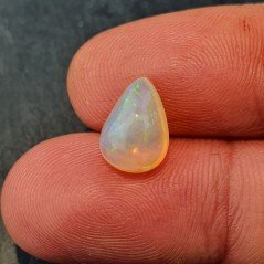 Opale Etiope 'Welo' Naturale Forma Goccia Piatto Cabochon Liscio Fatto a Mano 11x8x7mm 2,35 Carati 1pz