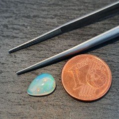 Opale Etiope 'Welo' Naturale Forma Goccia Piatto Cabochon Liscio Fatto a Mano 10x7x4mm 1,20 Carati 1pz