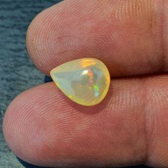 Opale Etiope 'Welo' Naturale Forma Goccia Piatto Cabochon Liscio Fatto a Mano 10x8x6mm 2,10 Carati 1pz