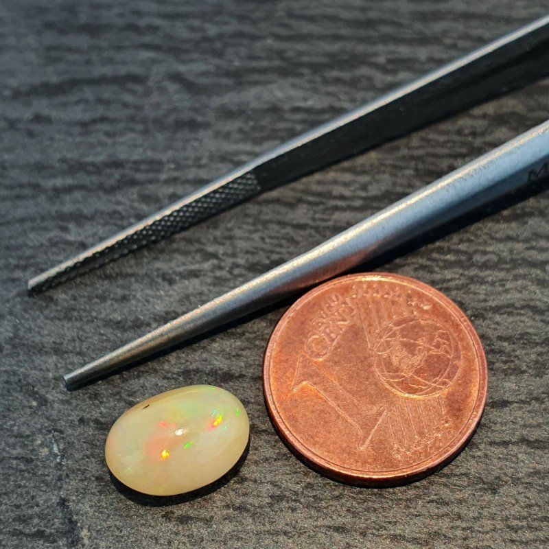 Opale Etiope 'Welo' Naturale Forma Ovale Piatto Cabochon Liscio Fatto a Mano 10X8X5,60mm 2,15 Carati 1pz