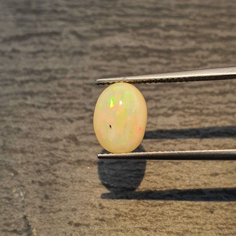 Opale Etiope 'Welo' Naturale Forma Ovale Piatto Cabochon Liscio Fatto a Mano 10X8X5,60mm 2,15 Carati 1pz