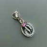 Ciondolo Di Argento 925 con Radice di Rubino Marquise e Zirconi Stile Etnico