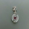 Ciondolo Di Argento 925 con Radice di Rubino Tondo e Zirconi Stile Etnico