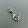 Ciondolo Di Argento 925 con Radice di Rubino Tondo e Zirconi Stile Etnico