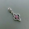 Ciondolo Di Argento 925 con Radice di Rubino Ovale e Zirconi Stile Etnico