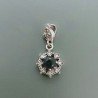Ciondolo Di Argento 925 con Radice di Zaffiro Tondo e Zirconi Stile Etnico